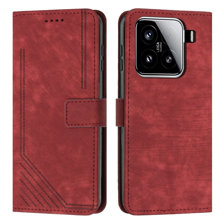 Skin Feel Stripe Pattern Leather Phone Case with Lanyard, For Xiaomi Poco F7 Pro / F7 Ultra, For Xiaomi 15 Ultra, For Xiaomi 15 Pro, For Xiaomi 15