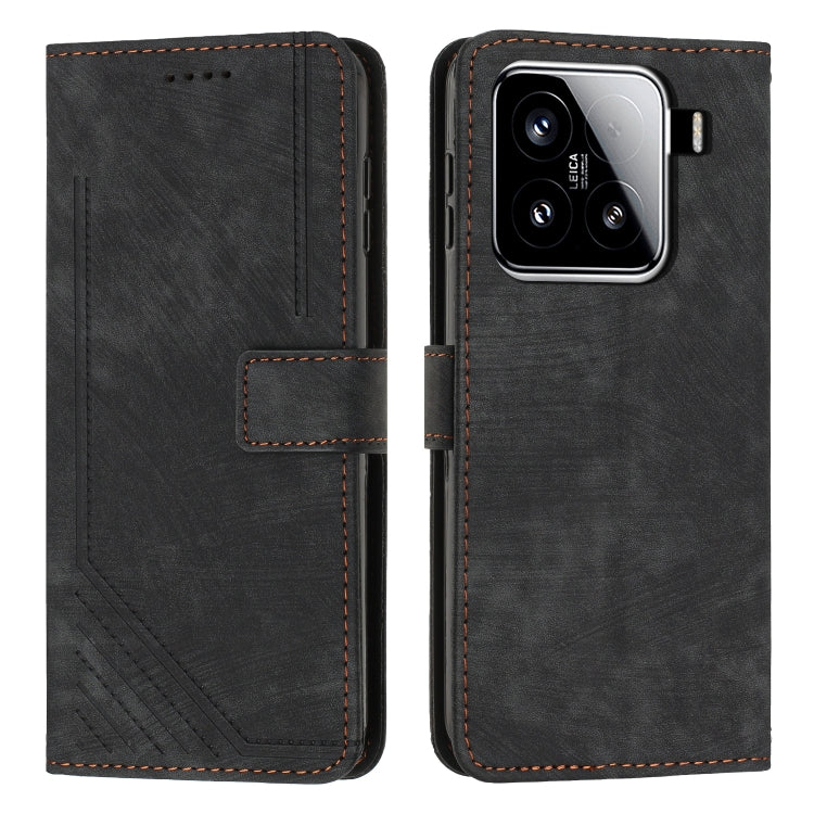 Skin Feel Stripe Pattern Leather Phone Case with Lanyard, For Xiaomi Poco F7 Pro / F7 Ultra, For Xiaomi 15 Ultra, For Xiaomi 15 Pro, For Xiaomi 15