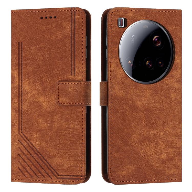 Skin Feel Stripe Pattern Leather Phone Case with Lanyard, For Xiaomi Poco F7 Pro / F7 Ultra, For Xiaomi 15 Ultra, For Xiaomi 15 Pro, For Xiaomi 15