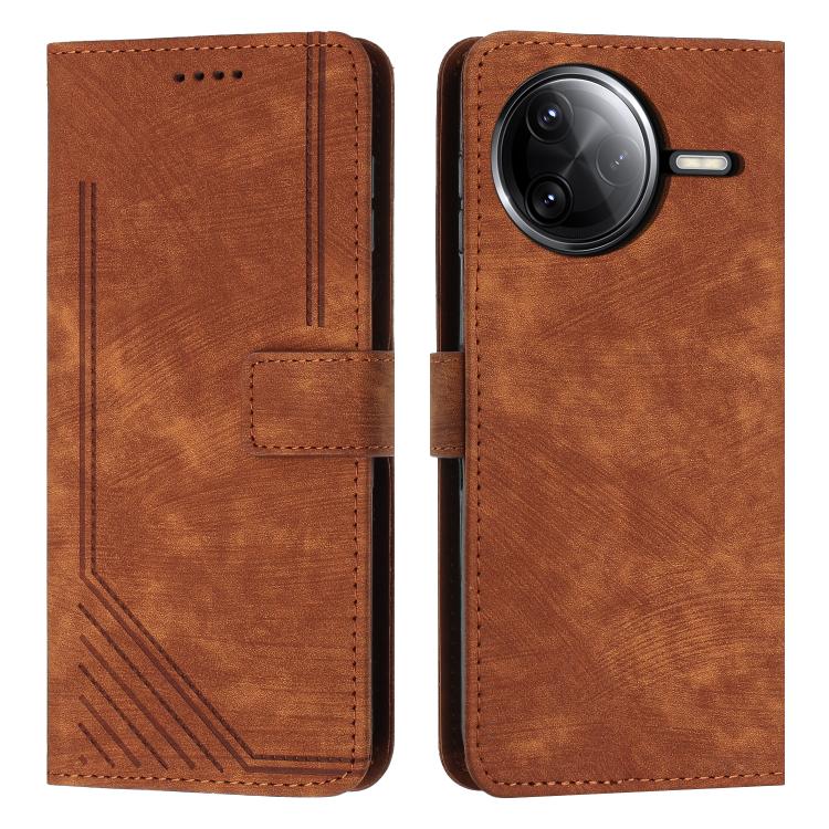 Skin Feel Stripe Pattern Leather Phone Case with Lanyard, For Xiaomi Poco F7 Pro / F7 Ultra, For Xiaomi 15 Ultra, For Xiaomi 15 Pro, For Xiaomi 15