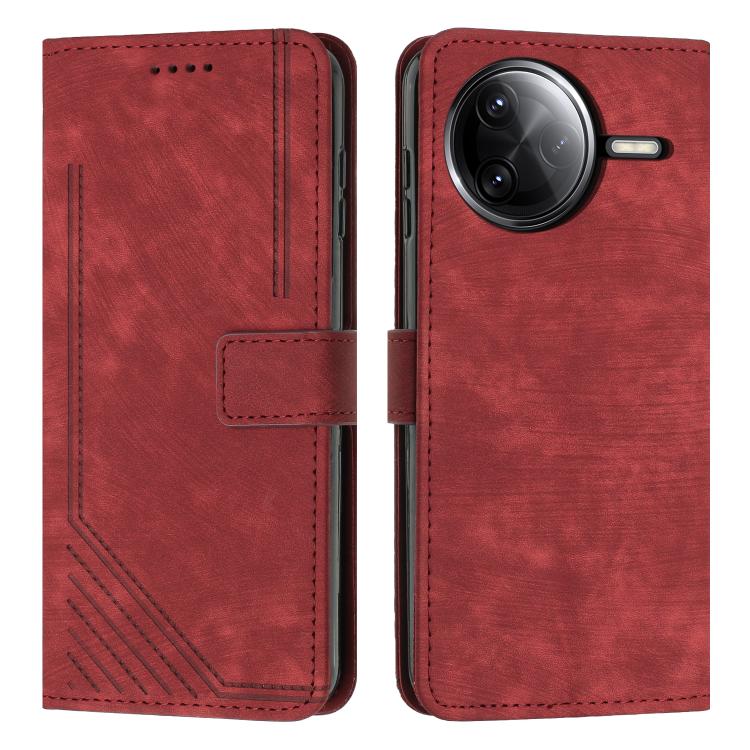 Skin Feel Stripe Pattern Leather Phone Case with Lanyard, For Xiaomi Poco F7 Pro / F7 Ultra, For Xiaomi 15 Ultra, For Xiaomi 15 Pro, For Xiaomi 15