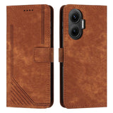 Skin Feel Stripe Pattern Leather Phone Case with Lanyard, For Xiaomi 17 Ultra, For Xiaomi 17 Pro Max, For Xiaomi 17 Pro, For Xiaomi 17, For Xiaomi Poco M7 4G 169mm, For Xiaomi 15T Pro, For Xiaomi 15T, For Xiaomi Poco F7