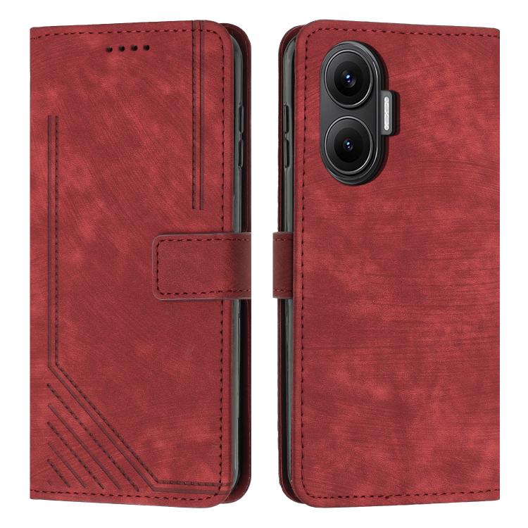 Skin Feel Stripe Pattern Leather Phone Case with Lanyard, For Xiaomi 17 Ultra, For Xiaomi 17 Pro Max, For Xiaomi 17 Pro, For Xiaomi 17, For Xiaomi Poco M7 4G 169mm, For Xiaomi 15T Pro, For Xiaomi 15T, For Xiaomi Poco F7