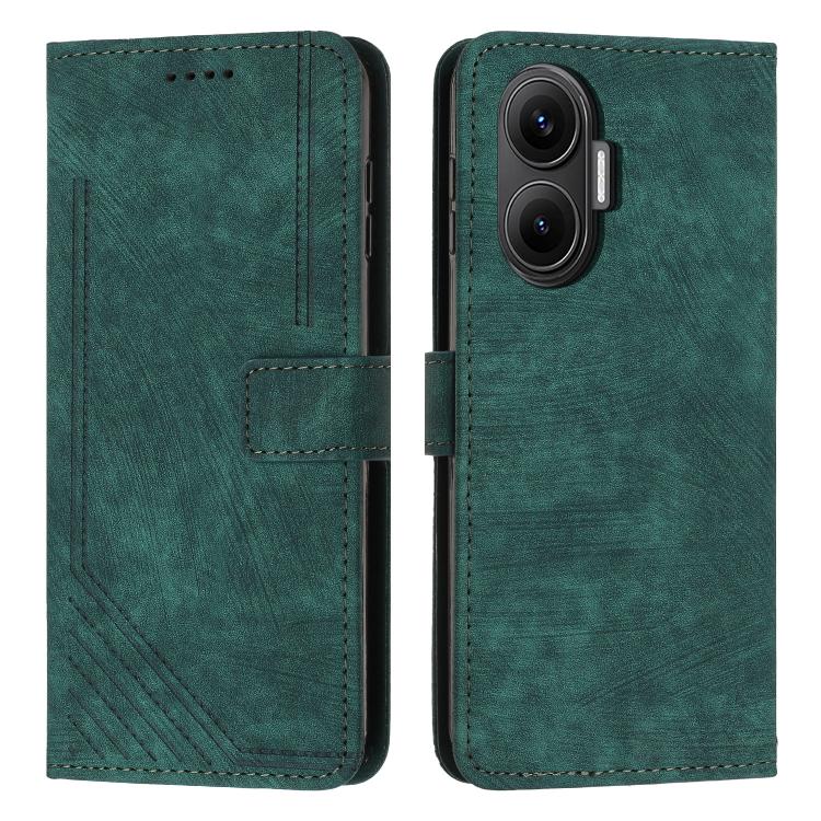 Skin Feel Stripe Pattern Leather Phone Case with Lanyard, For Xiaomi 17 Ultra, For Xiaomi 17 Pro Max, For Xiaomi 17 Pro, For Xiaomi 17, For Xiaomi Poco M7 4G 169mm, For Xiaomi 15T Pro, For Xiaomi 15T, For Xiaomi Poco F7