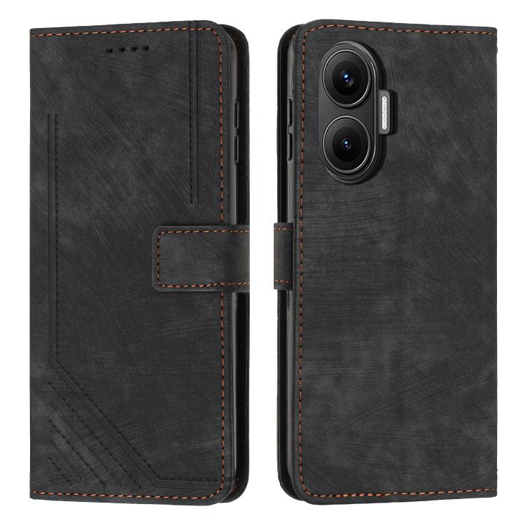 Skin Feel Stripe Pattern Leather Phone Case with Lanyard, For Xiaomi 17 Ultra, For Xiaomi 17 Pro Max, For Xiaomi 17 Pro, For Xiaomi 17, For Xiaomi Poco M7 4G 169mm, For Xiaomi 15T Pro, For Xiaomi 15T, For Xiaomi Poco F7