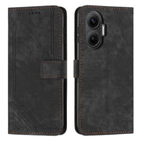 Skin Feel Stripe Pattern Leather Phone Case with Lanyard, For Xiaomi 17 Ultra, For Xiaomi 17 Pro Max, For Xiaomi 17 Pro, For Xiaomi 17, For Xiaomi Poco M7 4G 169mm, For Xiaomi 15T Pro, For Xiaomi 15T, For Xiaomi Poco F7