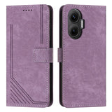 Skin Feel Stripe Pattern Leather Phone Case with Lanyard, For Xiaomi 17 Ultra, For Xiaomi 17 Pro Max, For Xiaomi 17 Pro, For Xiaomi 17, For Xiaomi Poco M7 4G 169mm, For Xiaomi 15T Pro, For Xiaomi 15T, For Xiaomi Poco F7