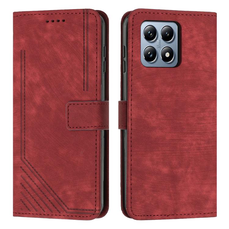Skin Feel Stripe Pattern Leather Phone Case with Lanyard, For Xiaomi 17 Ultra, For Xiaomi 17 Pro Max, For Xiaomi 17 Pro, For Xiaomi 17, For Xiaomi Poco M7 4G 169mm, For Xiaomi 15T Pro, For Xiaomi 15T, For Xiaomi Poco F7