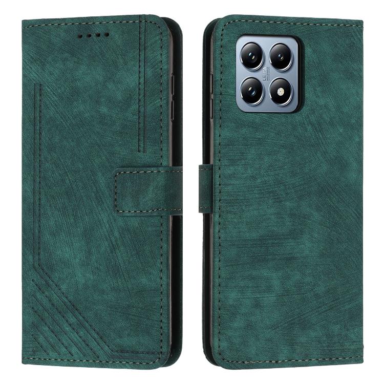 Skin Feel Stripe Pattern Leather Phone Case with Lanyard, For Xiaomi 17 Ultra, For Xiaomi 17 Pro Max, For Xiaomi 17 Pro, For Xiaomi 17, For Xiaomi Poco M7 4G 169mm, For Xiaomi 15T Pro, For Xiaomi 15T, For Xiaomi Poco F7