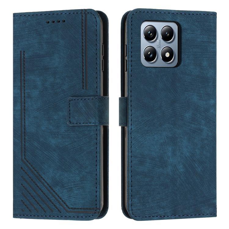 Skin Feel Stripe Pattern Leather Phone Case with Lanyard, For Xiaomi 17 Ultra, For Xiaomi 17 Pro Max, For Xiaomi 17 Pro, For Xiaomi 17, For Xiaomi Poco M7 4G 169mm, For Xiaomi 15T Pro, For Xiaomi 15T, For Xiaomi Poco F7