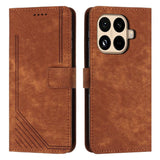 Skin Feel Stripe Pattern Leather Phone Case with Lanyard, For Xiaomi 17 Ultra, For Xiaomi 17 Pro Max, For Xiaomi 17 Pro, For Xiaomi 17, For Xiaomi Poco M7 4G 169mm, For Xiaomi 15T Pro, For Xiaomi 15T, For Xiaomi Poco F7