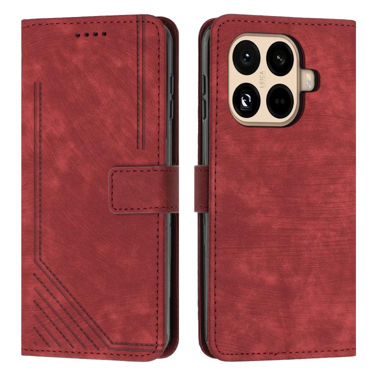 Skin Feel Stripe Pattern Leather Phone Case with Lanyard, For Xiaomi 17 Ultra, For Xiaomi 17 Pro Max, For Xiaomi 17 Pro, For Xiaomi 17, For Xiaomi Poco M7 4G 169mm, For Xiaomi 15T Pro, For Xiaomi 15T, For Xiaomi Poco F7