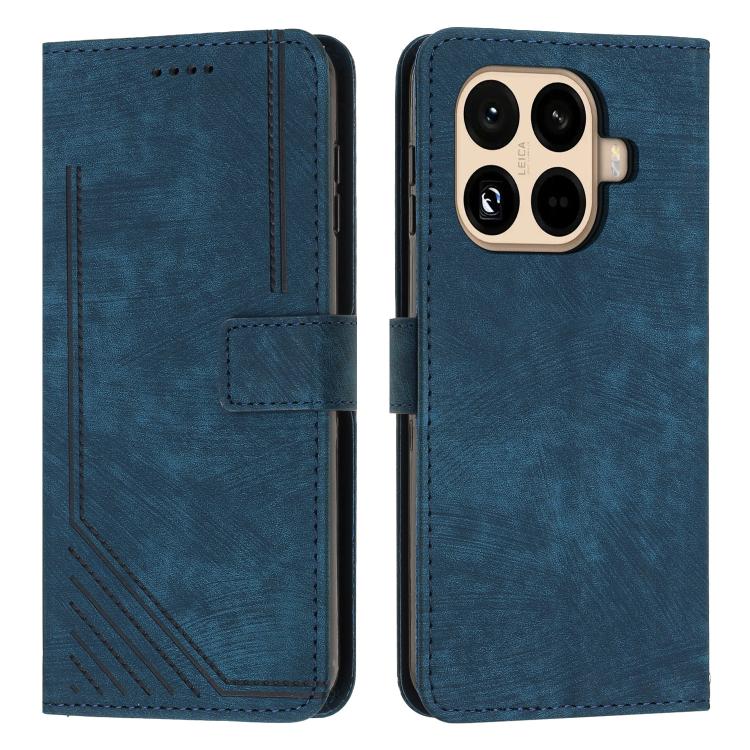 Skin Feel Stripe Pattern Leather Phone Case with Lanyard, For Xiaomi 17 Ultra, For Xiaomi 17 Pro Max, For Xiaomi 17 Pro, For Xiaomi 17, For Xiaomi Poco M7 4G 169mm, For Xiaomi 15T Pro, For Xiaomi 15T, For Xiaomi Poco F7