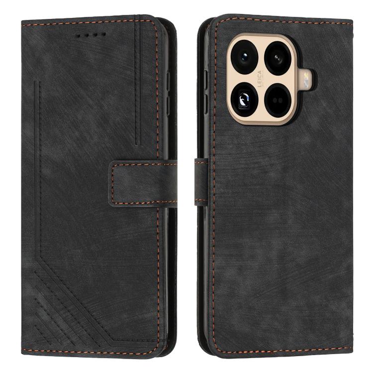 Skin Feel Stripe Pattern Leather Phone Case with Lanyard, For Xiaomi 17 Ultra, For Xiaomi 17 Pro Max, For Xiaomi 17 Pro, For Xiaomi 17, For Xiaomi Poco M7 4G 169mm, For Xiaomi 15T Pro, For Xiaomi 15T, For Xiaomi Poco F7