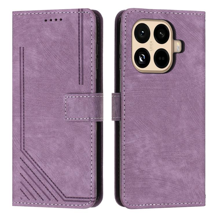 Skin Feel Stripe Pattern Leather Phone Case with Lanyard, For Xiaomi 17 Ultra, For Xiaomi 17 Pro Max, For Xiaomi 17 Pro, For Xiaomi 17, For Xiaomi Poco M7 4G 169mm, For Xiaomi 15T Pro, For Xiaomi 15T, For Xiaomi Poco F7