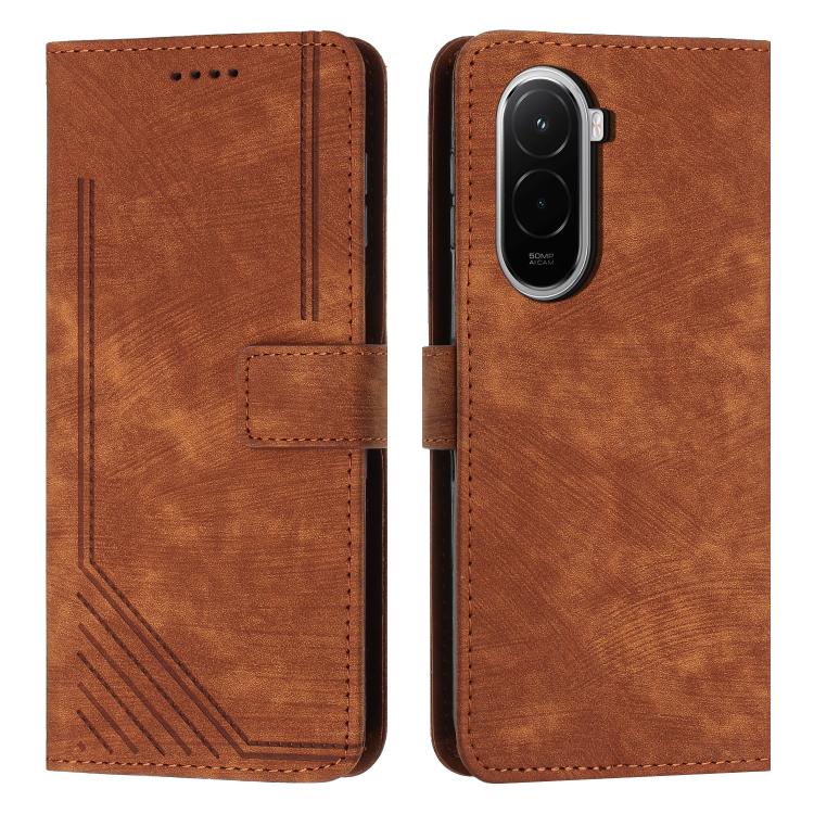Skin Feel Stripe Pattern Leather Phone Case with Lanyard, For Xiaomi 17 Ultra, For Xiaomi 17 Pro Max, For Xiaomi 17 Pro, For Xiaomi 17, For Xiaomi Poco M7 4G 169mm, For Xiaomi 15T Pro, For Xiaomi 15T, For Xiaomi Poco F7