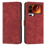 Skin Feel Stripe Pattern Leather Phone Case with Lanyard, For Xiaomi 17 Ultra, For Xiaomi 17 Pro Max, For Xiaomi 17 Pro, For Xiaomi 17, For Xiaomi Poco M7 4G 169mm, For Xiaomi 15T Pro, For Xiaomi 15T, For Xiaomi Poco F7