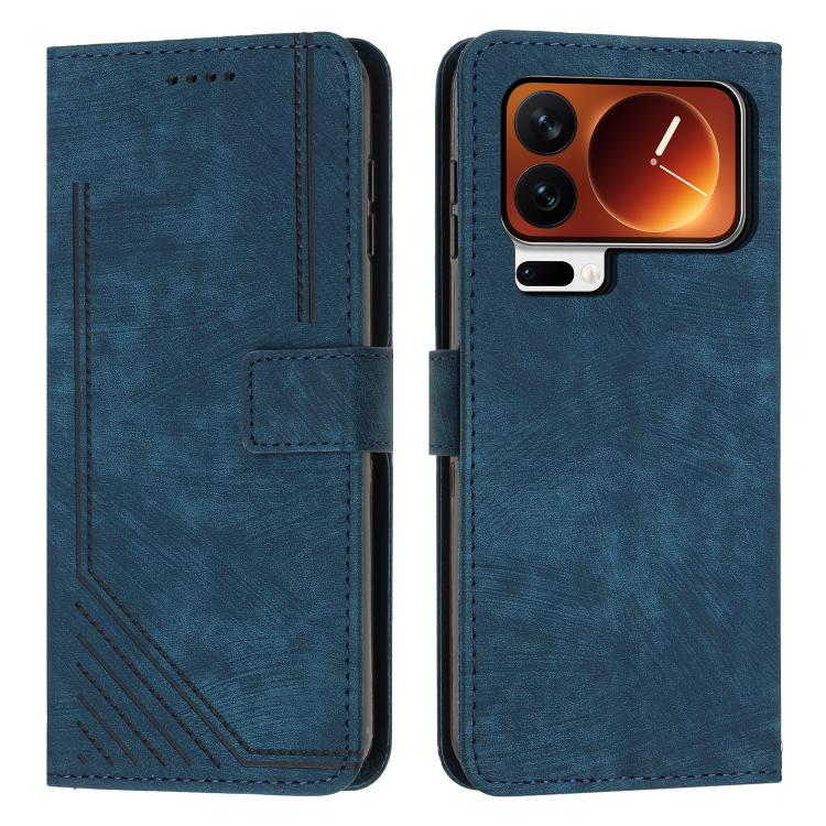 Skin Feel Stripe Pattern Leather Phone Case with Lanyard, For Xiaomi 17 Ultra, For Xiaomi 17 Pro Max, For Xiaomi 17 Pro, For Xiaomi 17, For Xiaomi Poco M7 4G 169mm, For Xiaomi 15T Pro, For Xiaomi 15T, For Xiaomi Poco F7