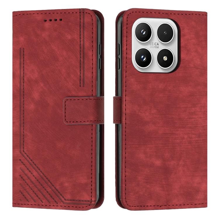 Skin Feel Stripe Pattern Leather Phone Case with Lanyard, For Xiaomi 17 Ultra, For Xiaomi 17 Pro Max, For Xiaomi 17 Pro, For Xiaomi 17, For Xiaomi Poco M7 4G 169mm, For Xiaomi 15T Pro, For Xiaomi 15T, For Xiaomi Poco F7