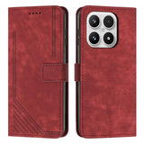 Skin Feel Stripe Pattern Leather Phone Case with Lanyard, For Xiaomi 17 Ultra, For Xiaomi 17 Pro Max, For Xiaomi 17 Pro, For Xiaomi 17, For Xiaomi Poco M7 4G 169mm, For Xiaomi 15T Pro, For Xiaomi 15T, For Xiaomi Poco F7