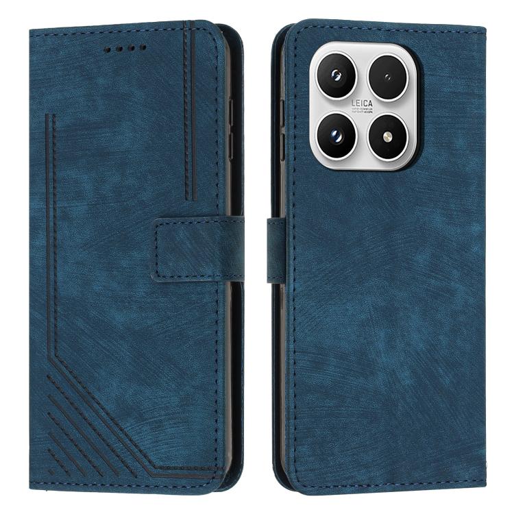 Skin Feel Stripe Pattern Leather Phone Case with Lanyard, For Xiaomi 17 Ultra, For Xiaomi 17 Pro Max, For Xiaomi 17 Pro, For Xiaomi 17, For Xiaomi Poco M7 4G 169mm, For Xiaomi 15T Pro, For Xiaomi 15T, For Xiaomi Poco F7