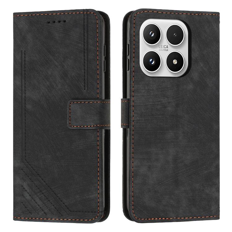 Skin Feel Stripe Pattern Leather Phone Case with Lanyard, For Xiaomi 17 Ultra, For Xiaomi 17 Pro Max, For Xiaomi 17 Pro, For Xiaomi 17, For Xiaomi Poco M7 4G 169mm, For Xiaomi 15T Pro, For Xiaomi 15T, For Xiaomi Poco F7