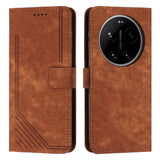 Skin Feel Stripe Pattern Leather Phone Case with Lanyard, For Xiaomi 17 Ultra, For Xiaomi 17 Pro Max, For Xiaomi 17 Pro, For Xiaomi 17, For Xiaomi Poco M7 4G 169mm, For Xiaomi 15T Pro, For Xiaomi 15T, For Xiaomi Poco F7