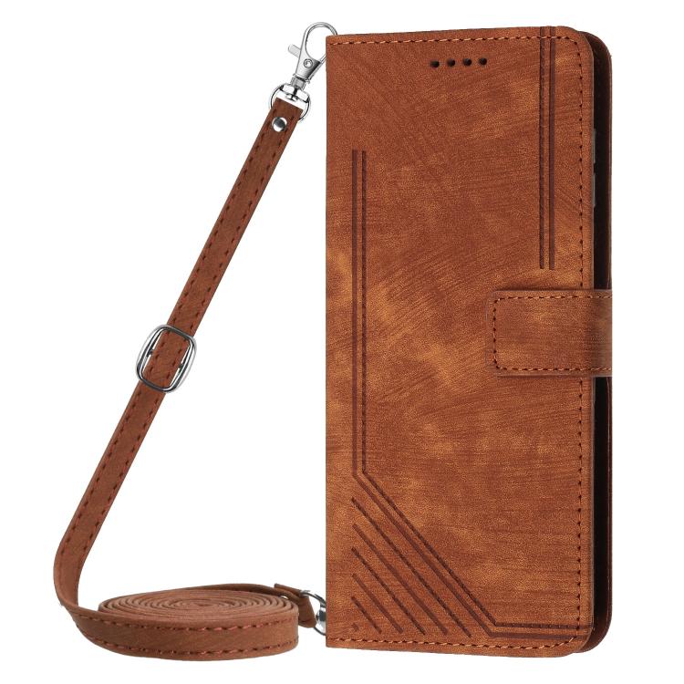 Skin Feel Stripe Pattern Leather Phone Case with Lanyard, For Xiaomi 17 Ultra, For Xiaomi 17 Pro Max, For Xiaomi 17 Pro, For Xiaomi 17, For Xiaomi Poco M7 4G 169mm, For Xiaomi 15T Pro, For Xiaomi 15T, For Xiaomi Poco F7
