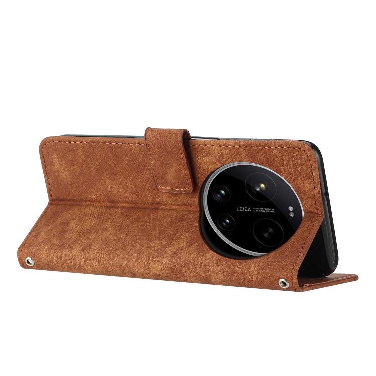 Skin Feel Stripe Pattern Leather Phone Case with Lanyard, For Xiaomi 17 Ultra, For Xiaomi 17 Pro Max, For Xiaomi 17 Pro, For Xiaomi 17, For Xiaomi Poco M7 4G 169mm, For Xiaomi 15T Pro, For Xiaomi 15T, For Xiaomi Poco F7