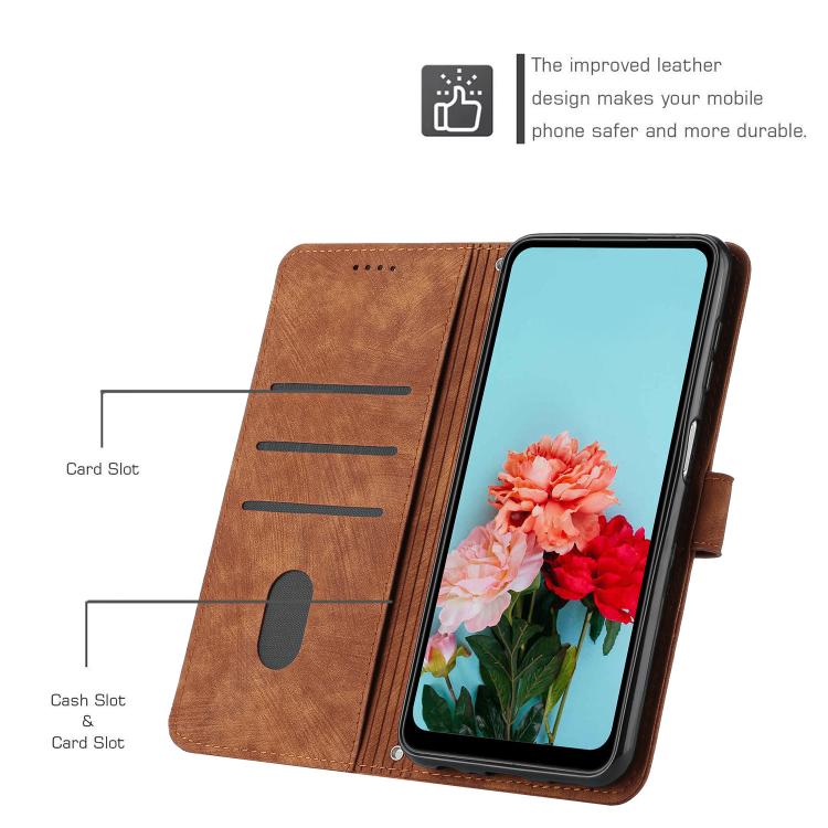 Skin Feel Stripe Pattern Leather Phone Case with Lanyard, For Xiaomi 17 Ultra, For Xiaomi 17 Pro Max, For Xiaomi 17 Pro, For Xiaomi 17, For Xiaomi Poco M7 4G 169mm, For Xiaomi 15T Pro, For Xiaomi 15T, For Xiaomi Poco F7