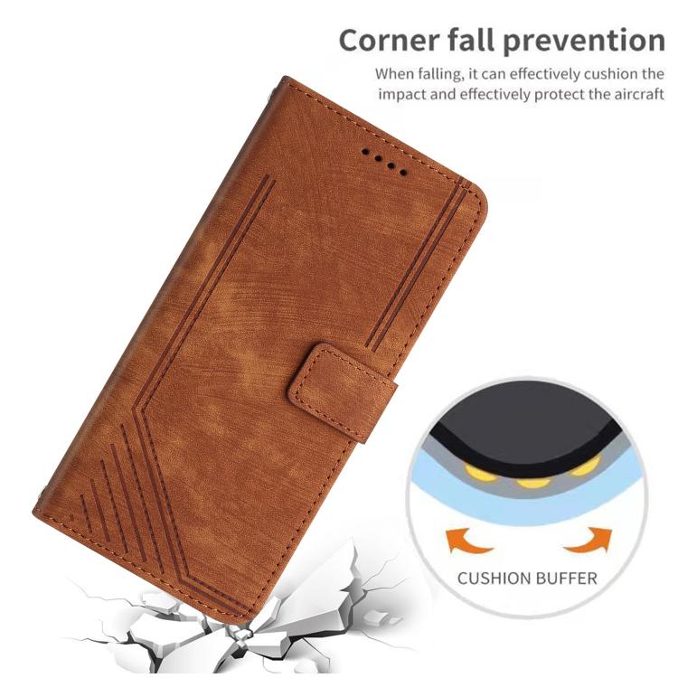 Skin Feel Stripe Pattern Leather Phone Case with Lanyard, For Xiaomi 17 Ultra, For Xiaomi 17 Pro Max, For Xiaomi 17 Pro, For Xiaomi 17, For Xiaomi Poco M7 4G 169mm, For Xiaomi 15T Pro, For Xiaomi 15T, For Xiaomi Poco F7
