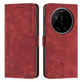 Skin Feel Stripe Pattern Leather Phone Case with Lanyard, For Xiaomi 17 Ultra, For Xiaomi 17 Pro Max, For Xiaomi 17 Pro, For Xiaomi 17, For Xiaomi Poco M7 4G 169mm, For Xiaomi 15T Pro, For Xiaomi 15T, For Xiaomi Poco F7
