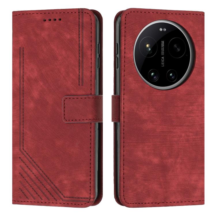 Skin Feel Stripe Pattern Leather Phone Case with Lanyard, For Xiaomi 17 Ultra, For Xiaomi 17 Pro Max, For Xiaomi 17 Pro, For Xiaomi 17, For Xiaomi Poco M7 4G 169mm, For Xiaomi 15T Pro, For Xiaomi 15T, For Xiaomi Poco F7