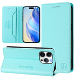 RC01 Dual-Folded Magnetic Suction RFID Leather Phone Case, For iPhone 17e / 16e, For iPhone 17 Pro Max, For iPhone 17 Pro, For iPhone 17, For iPhone Air, For iPhone 16 Pro Max