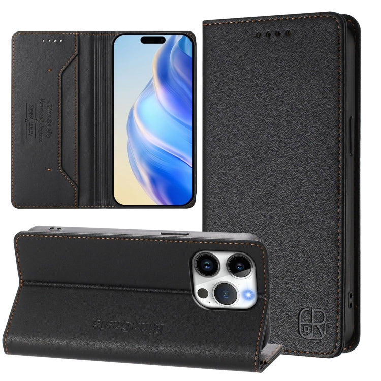 RC01 Dual-Folded Magnetic Suction RFID Leather Phone Case, For iPhone 17e / 16e, For iPhone 17 Pro Max, For iPhone 17 Pro, For iPhone 17, For iPhone Air, For iPhone 16 Pro Max