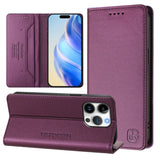 RC01 Dual-Folded Magnetic Suction RFID Leather Phone Case, For iPhone 17e / 16e, For iPhone 17 Pro Max, For iPhone 17 Pro, For iPhone 17, For iPhone Air, For iPhone 16 Pro Max