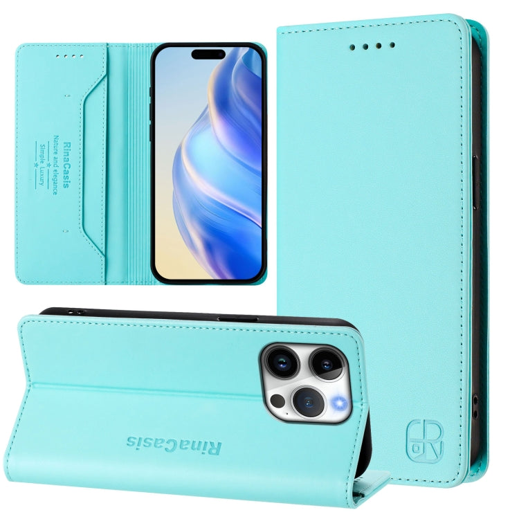 RC01 Dual-Folded Magnetic Suction RFID Leather Phone Case, For iPhone 16 Pro, For iPhone 16 Plus, For iPhone 16, For iPhone 15 Pro Max, For iPhone 15 Pro, For iPhone 15 Plus