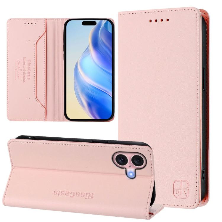 RC01 Dual-Folded Magnetic Suction RFID Leather Phone Case, For iPhone 16 Pro, For iPhone 16 Plus, For iPhone 16, For iPhone 15 Pro Max, For iPhone 15 Pro, For iPhone 15 Plus