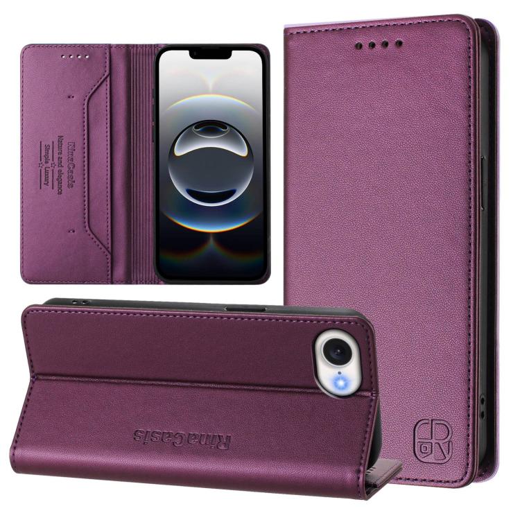 RC01 Dual-Folded Magnetic Suction RFID Leather Phone Case, For iPhone 17e / 16e, For iPhone 17 Pro Max, For iPhone 17 Pro, For iPhone 17, For iPhone Air, For iPhone 16 Pro Max