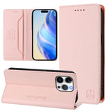 RC01 Dual-Folded Magnetic Suction RFID Leather Phone Case, For iPhone 16 Pro, For iPhone 16 Plus, For iPhone 16, For iPhone 15 Pro Max, For iPhone 15 Pro, For iPhone 15 Plus