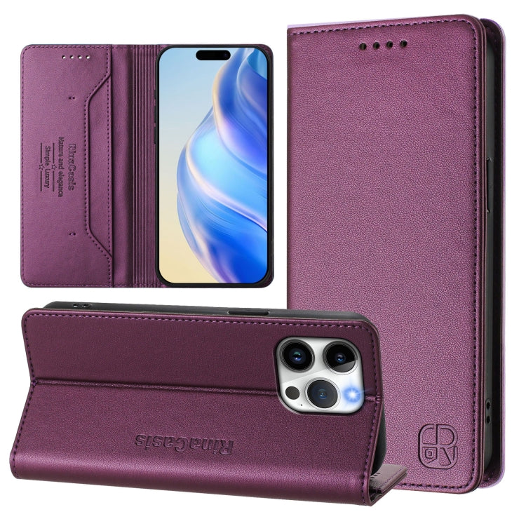 RC01 Dual-Folded Magnetic Suction RFID Leather Phone Case, For iPhone 16 Pro, For iPhone 16 Plus, For iPhone 16, For iPhone 15 Pro Max, For iPhone 15 Pro, For iPhone 15 Plus