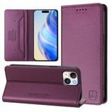 RC01 Dual-Folded Magnetic Suction RFID Leather Phone Case, For iPhone 16 Pro, For iPhone 16 Plus, For iPhone 16, For iPhone 15 Pro Max, For iPhone 15 Pro, For iPhone 15 Plus