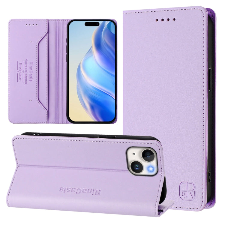 RC01 Dual-Folded Magnetic Suction RFID Leather Phone Case, For iPhone 15, For iPhone 14 Plus, For iPhone 14 / 13, For iPhone 14 Pro, For iPhone 14 Pro Max, For iPhone 7 / 8 / SE 2022