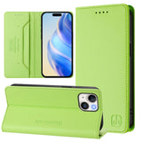 RC01 Dual-Folded Magnetic Suction RFID Leather Phone Case, For iPhone 15, For iPhone 14 Plus, For iPhone 14 / 13, For iPhone 14 Pro, For iPhone 14 Pro Max, For iPhone 7 / 8 / SE 2022