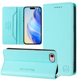 RC01 Dual-Folded Magnetic Suction RFID Leather Phone Case, For iPhone 15, For iPhone 14 Plus, For iPhone 14 / 13, For iPhone 14 Pro, For iPhone 14 Pro Max, For iPhone 7 / 8 / SE 2022