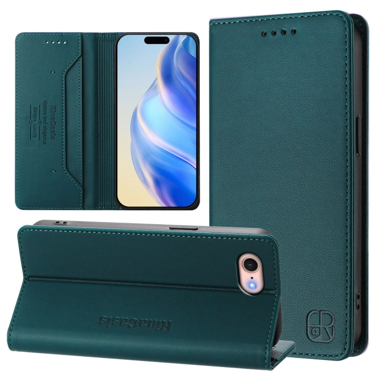 RC01 Dual-Folded Magnetic Suction RFID Leather Phone Case, For iPhone 15, For iPhone 14 Plus, For iPhone 14 / 13, For iPhone 14 Pro, For iPhone 14 Pro Max, For iPhone 7 / 8 / SE 2022