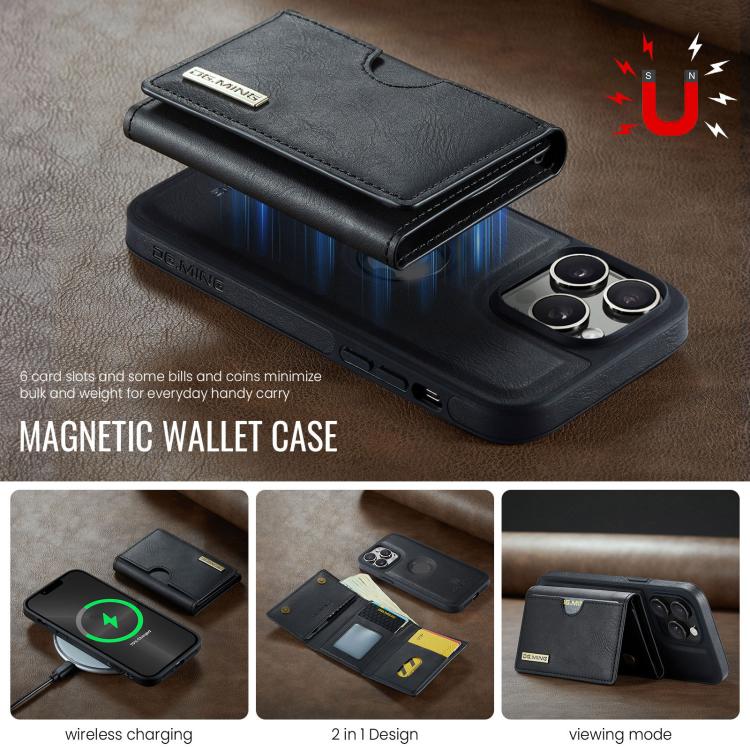 DG.MING M6 Series RFID Tri-fold Card Bag Removable Leather Phone Case, For iPhone 13 Pro, For iPhone 13, For iPhone 12, For iPhone 12 Pro Max, For iPhone 12 Pro, For iPhone 11 Pro Max, For iPhone 11, For iPhone 11 Pro