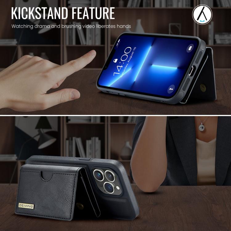 DG.MING M6 Series RFID Tri-fold Card Bag Removable Leather Phone Case, For iPhone 13 Pro, For iPhone 13, For iPhone 12, For iPhone 12 Pro Max, For iPhone 12 Pro, For iPhone 11 Pro Max, For iPhone 11, For iPhone 11 Pro