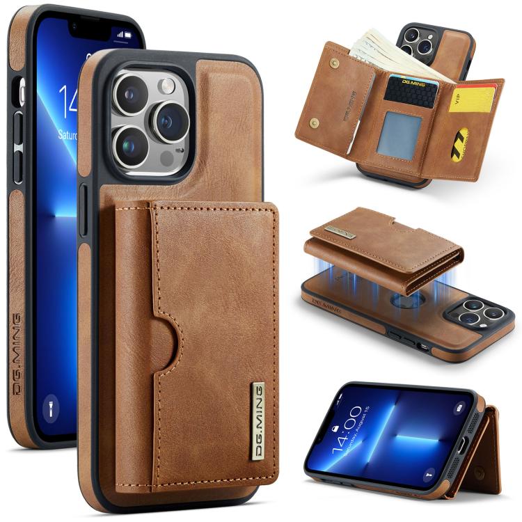 DG.MING M6 Series RFID Tri-fold Card Bag Removable Leather Phone Case, For iPhone 13 Pro, For iPhone 13, For iPhone 12, For iPhone 12 Pro Max, For iPhone 12 Pro, For iPhone 11 Pro Max, For iPhone 11, For iPhone 11 Pro