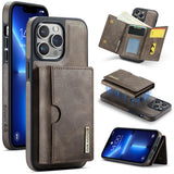 DG.MING M6 Series RFID Tri-fold Card Bag Removable Leather Phone Case, For iPhone 13 Pro, For iPhone 13, For iPhone 12, For iPhone 12 Pro Max, For iPhone 12 Pro, For iPhone 11 Pro Max, For iPhone 11, For iPhone 11 Pro